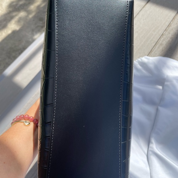 Coach Mollie Black Croc-Embossed Leather Tote - Picture 6 of 8